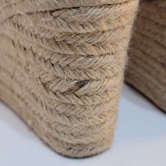 Marc Fisher Yellow Suede Leather Espadrille Wedges Barbiecore Size 5.5 - Picture 8 of 16